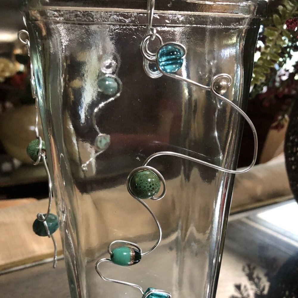 Wire and Bead Pillar Candle Holder Handmade Party on the Patio